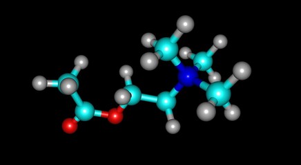 Acetylcholine molecular structure isolated on black
