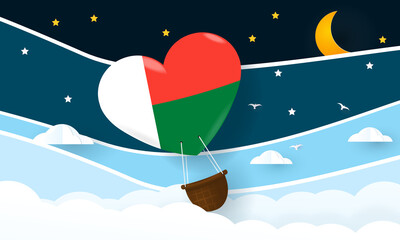 Heart air balloon with Flag of Madagascar for independence day or something similar
