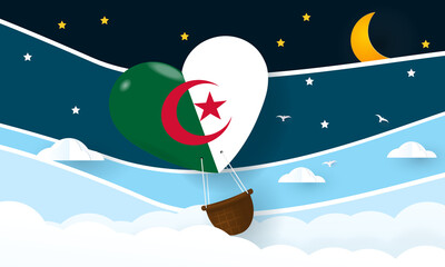 Heart air balloon with Flag of Algeria for independence day or something similar
