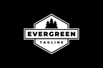 Fotobehang simple evergreen emblem logo © Hasim