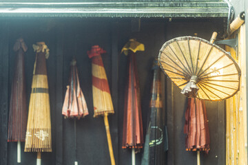 비오는 날의 일본풍 우산들