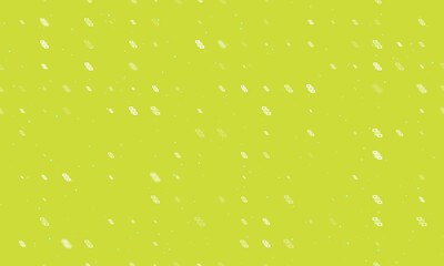 Seamless background pattern of evenly spaced white videoconference symbols of different sizes and opacity. Vector illustration on lime background with stars