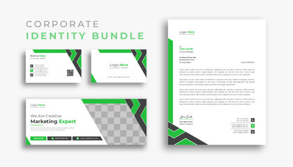 Creative modern corporate identity bundle design template with green color