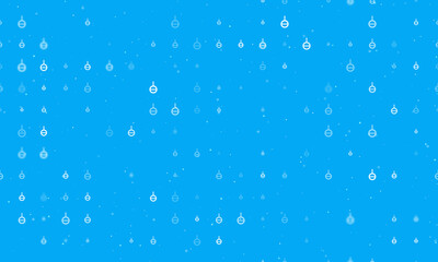 Seamless background pattern of evenly spaced white agender symbols of different sizes and opacity. Vector illustration on light blue background with stars