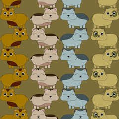 Fototapeta premium Hamsters pattern on a brown background. Cute animals