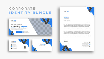 Corporate branding identity design. Professional business Facebook cover page timeline web ad banner template with letterhead, business card design bundle 