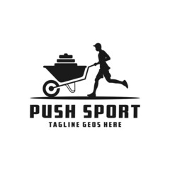 sports inspiration illustration logo pushing a cart