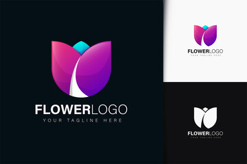 Flower logo design with gradient