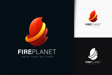 Fire planet logo design with gradient