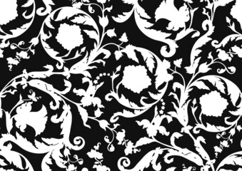 Seamless pattern, background. Colored vector illustration. In baroque, rococo, victorian, renaissance medieval style. In decorative style. Ethnic patterned ornate hand drawn.