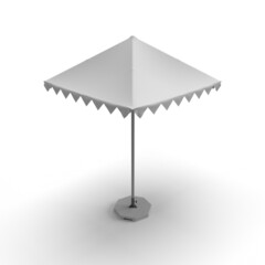 Promotional Square Outdoor Garden Umbrella Parasol. Mock Up, Template. Illustration Isolated On White Background. 3D Render