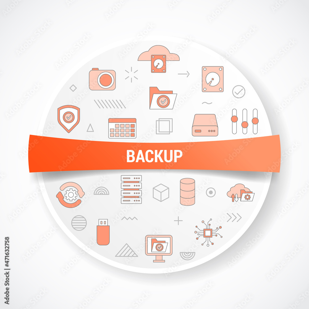 Wall mural backup concept with icon concept with round or circle shape