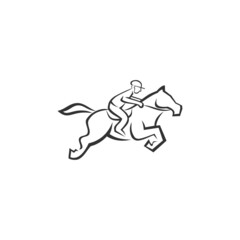 Jumping horse with jockey Illustration Template Icon emblem Isolated