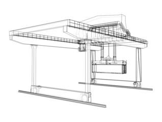 Fototapeta na wymiar Rail-mounted gantry container crane outline