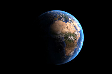 View of Planete Earth World Globe from Space. Elements of this image furnished by NASA. 3d Rendering