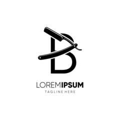 Letter B Straight Razor Logo Design Vector Icon Graphic Emblem Illustration