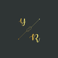 YR Initials letter alphabet watercolor logo branding set collection, Feminine logotype template in elegant artistic style. Feminine luxury logo design template.