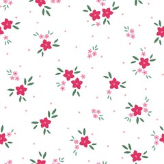 Seamless vintage pattern abstract. pink flowers on a white background. vector texture.  trend print for textiles, wallpaper and packaging.