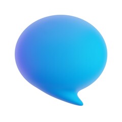 3d bubble speech icon. Render illustration of blue color circle message balloon isolated on the white background. Cartoon trendy design. Dream, idea, communication, talking concept. Empty space. 