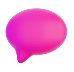 3d speech bubble icon. Rendering illustration of pink balloon cloud isolated on the white background. Message, think, dream, chatting, conversation concept. Empty space for text.