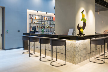 Marble bar counter in modern cafe bar