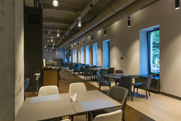 Interior of a hotel lounge restaurant