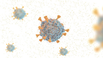 COVID-19 virus SARS-COV-2 OMICRON strain, covid-19 South African variant B.1.1.529 omicron  3d rendering - obrazy, fototapety, plakaty