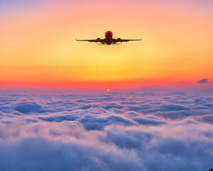 津別峠の雲海と飛行機合成