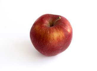 Close-up Fresh ripe red apple fruit isolated on the white background Healthy Food Concept Vegetarianism