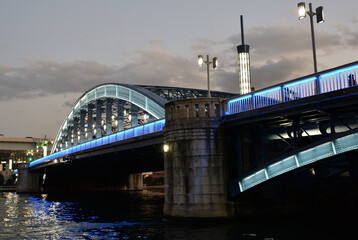 隅田川夕景、駒形橋