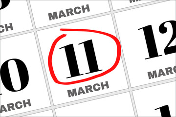March 11 written on a calendar to remind you an important appointment.