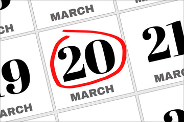 March 20 written on a calendar to remind you an important appointment.
