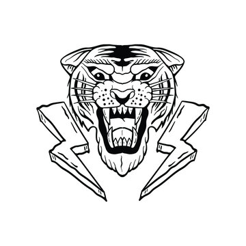 tiger with hand drawing style free vector illustration