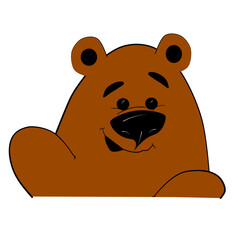 Bear. Kind, mischievous. For the children's direction. Can be used as a print on clothing or bags. Vector