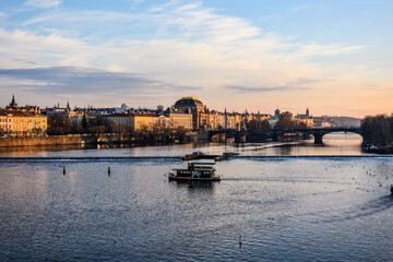 Fototapeta premium View along river in Prague