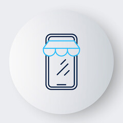 Line Online shopping on mobile phone icon isolated on white background. Internet shop, mobile store app and payments billing. Colorful outline concept. Vector