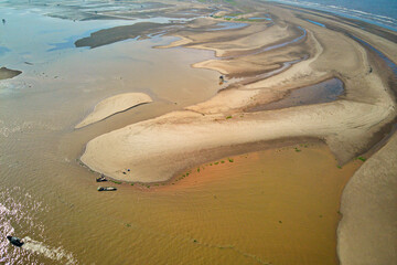 Aerial view of shrimp farms in Xuan Thuy, Namdinh, Vietnam.