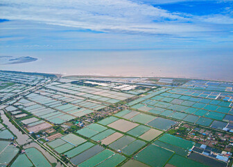 Shrimp farms in Giao Thuy district, Namdinh, Vietnam viewed from the air