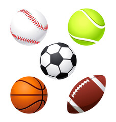 Obraz premium various cartoon stylized american sports balls