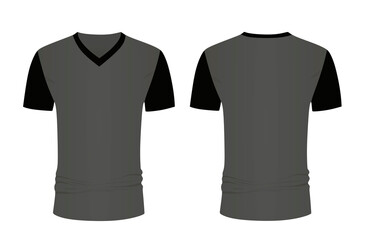 Grey v neck t shirt. vector illustration