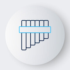 Line Pan flute icon isolated on white background. Traditional peruvian musical instrument. Folk instrument from Peru, Bolivia and Mexico. Colorful outline concept. Vector