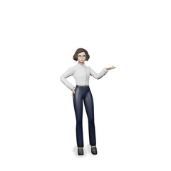 Young business woman   standing on a white background. 3d illustration