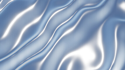 Silky gray blue background with waves texture, interesting textile pattern, abstract  3D render illustration.