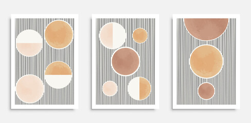 Fototapeta na wymiar Trendy set of abstract aesthetic minimalist hand drawn contemporary backgrounds, mid century modern art ideal for wall decoration, interior design, vector illustration