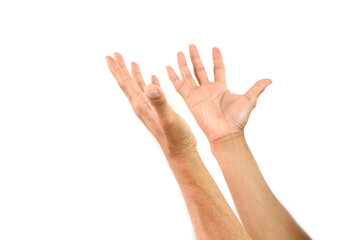 Obraz premium Symbol empty hand holding isolated on the white background.