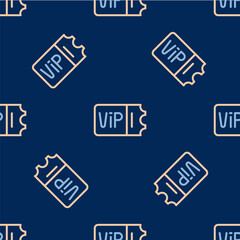 Line Train ticket icon isolated seamless pattern on blue background. Travel by railway. Vector