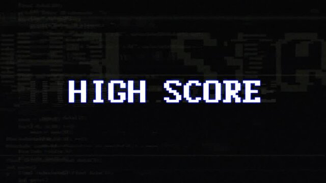 HIGH SCORE Glitch Text Animation, Rendering, Background, with Alpha Matte, Loop
