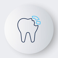 Line Broken tooth icon isolated on white background. Dental problem icon. Dental care symbol. Colorful outline concept. Vector
