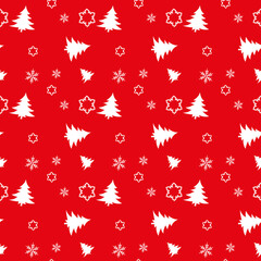 Christmas seamless pattern with christmas tree and snowflakes, vector background.Design template for wallpaper,fabric,wrapping,textile