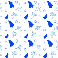 Papier Peint photo Papillons Modèle sans couture de Noël avec arbre de Noël et flocons de neige, fond vectoriel. Modèle de conception pour papier peint, tissu, emballage, textile